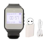 CHEOTIME Buscapersonas de Reloj, Receptor de Reloj de Pulsera Una Hebilla Alarma Vibración de Llamada inalámbrico Restaurante Camarero de buscapersonas para Restaurante Bar (Negra)