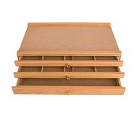 CHEOTIME Caja de almacenamiento de madera con 3 cajones para artistas, portátil, multifuncional, de madera de haya, organizador de pinceles, caja de herramientas de dibujo con