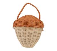 CHEOTIME Cesta de almacenamiento, cesta de almacenamiento de ratán con tapa, organizador de almacenamiento en forma de bellota, cesta de frutas tejida decorativa, bonito organizador de