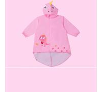CHEOTIME Children's Raincoat, Cloak Type Boy's Raincoat Suit, Cute Cartoon Print Rain Gear Poncho for Primary School Students (Pink)