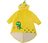 CHEOTIME Children's Raincoat, Cloak Type Boy's Raincoat Suit, Cute Cartoon Print Rain Gear Poncho for Primary School Students (Yellow)