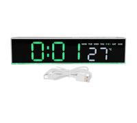 CHEOTIME Digital Alarm Clock, LED Large Numbers Desk Clock with USB Charging Port 5 Volume Levels Auto DST Temperature Display for Seniors or Impaired Vision (White Shell Green Light)