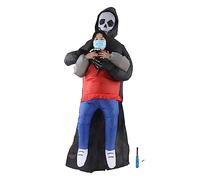 CHEOTIME Disfraz Inflable de Grim Reaper, Halloween Divertido Golpe Grim Reaper Ride On Disfraz Ilusión Disfraz Disfraz de Muerte para Suministros de Fiesta de Cosplay