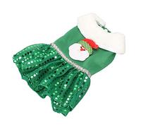 CHEOTIME Dog Cat Christmas Costume Christmas Dress, Green Sequin Girl Dog Holiday Dress, Funny Puppy Dress Outfits Warm Animal Apparel Clothes for Small Medium Dogs (S)