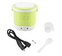 Cheotime Electric Rice Cooker para automóviles, olla de arroz portátil compacta 12V 100W 1L, vaporizador de alimentos para viajes, oficina, estudiantes y comidas individuales (blanco) (verde)