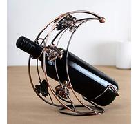 CHEOTIME Elegant Style Iron Wine Bottle Rack, Single Wine Holder Stand Tabletop Display, Antique Bronze Color Modern Metal Wine Organizer for Bar Hotel Coffee Bar Home Crafts Decoration