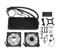 CHEOTIME Enfriador líquido de CPU ARGB, soporte de enfriador líquido de CPU para AM4 AM5 Pantalla de temperatura LCD de 2,2 pulgadas Enfriador líquido AIO de circuito cerrado con r (Negra)