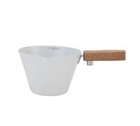 Cheotime Espresso Medición de la taza, copa de medición de acero inoxidable de 120 ml con mango de madera y viernes las marcas de escala y las marcas de escala para ver la copa (Blanco)