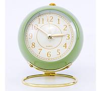 CHEOTIME European Style Metal Clock, Ingenious Mute Round Children Electronic Quartz Alarm Clock for Living Room Bedroom, White Silent Non Ticking Wall or Desk (Green)