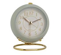 CHEOTIME European Style Metal Clock, Ingenious Mute Round Children Electronic Quartz Alarm Clock for Living Room Bedroom, White Silent Non Ticking Wall or Desk (Light Green)