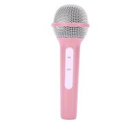 CHEOTIME Fake Plastic Microphone, Lightweight Realistic Simulated Microphone Prop Pretend Mic Fun Stage for Cosplay Speech Practice News Birthday Music Party Karaoke Simulated Toys (Pink)