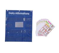 CHEOTIME Gráfico de bolsillo de afirmaciones diarias, tarjetas de afirmación positiva con espejo, decoración relajante para el aula con 10 tarjetas para niños mayores de 3 años