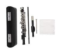 Cheotime Key of C Piccolo con caja de cuero PU, tela de limpieza y varilla, instrumento Piccolo para estudiantes principiantes C Piccolo Flauta Piccolo (Black)