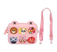 CHEOTIME Lindo EVA Mini cámara Messenger, Bolso de cámara de un Solo Hombro para niños con Correa para el Hombro y la muñeca DIY Decoraciones de Dibujos Animados Bolso Bandolera co (Rosa)