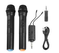 CHEOTIME Micrófono inalámbrico, Receptor de micrófono Dual inalámbrico de frecuencia Fija Recargable Micrófono dinámico de Rango de 164 pies para Cantar Karaoke DJ Party Speech