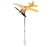 CHEOTIME Molino de Viento de avión, construcción de Metal Piper J3 Cub 3D Avión Spinner de Viento Jardín Decoración de avión para césped al Aire Libre Decoración de Patio Adorno (Grande)