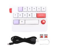 CHEOTIME Número mecánico Pad, USB cableado 17 Teclas Teclado numérico programable con Control Joystick Hot Swappable N Key Rollover 12 RGB Retrocedido para PC Gaming Office (Blanco)