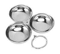 CHEOTIME Placas de acero inoxidable, tazón de postre de ronda 3 en 1 con mango, metal duradero 304 platos de alimentación para acampar, cocina, picnic, uso de viajes (1) (2)