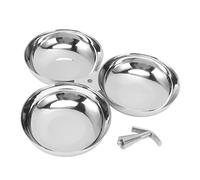 CHEOTIME Placas de acero inoxidable, tazón de postre de ronda 3 en 1 con mango, metal duradero 304 platos de alimentación para acampar, cocina, picnic, uso de viajes (1)