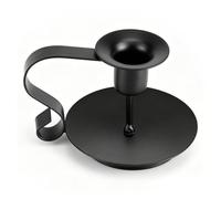 CHEOTIME Portavelas Cónico De Hierro Retro, Portavelas Cónico De Hierro Forjado, Portavelas Negros Simples, Candelabro Hecho A Mano para Bodas, Comedores, Fiestas Y Decoración del Hogar