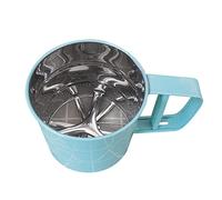 CHEOTIME Tamiz de Harina Taza de Acero Inoxidable Excelentes tamices para Hornear de Doble Capa Manivela giratoria de Malla Tamiz de manivela con Prensa con una Mano para Toda la (Blue)