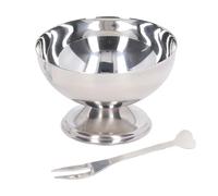 CHEOTIME Tazón de Helado de Acero Inoxidable con Tenedor, Taza de Postre para Servir, Cuencos para Salsa, Plato de Metal, Vasos de Postre, Soporte para Ensalada, Yogur con Patas (150ml)