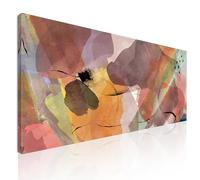 CheQuadro! Gran cuadro abstracto colorido para salón Forma Multicolor en tonos cálidos y pastel enmarcado listo para colgar absh19-150x70 cm