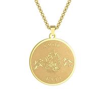 Chereda Collar con colgante de acero inoxidable Amor Fati para mujeres y hombres, medallón filosofía, recuerdo, mori, estoico, Acero inoxidable, No es una piedra preciosa