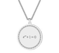 Chereda Collar de acero inoxidable con colgante de identidad de Euler para mujeres, matemáticas, matemáticas, regalo de ecuación de oro, Acero inoxidable, Sin gemas.,