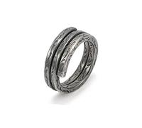Chereda Hipoalergénico S925 plata martillada diseño anillo joyas para hombres ajustable apertura personal retro negro anillo niño regalo del partido plata 925, Plata 925