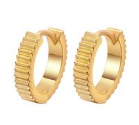 Chereda Pendientes de aro circulares con cierre de hueso a rayas simples para mujer, pequeños aretes circulares redondos, joyería de moda, regalos para mujeres y niñas