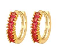 Chereda Pendientes de aro dorados para mujer, aretes de aro con bisagras con circonita cúbica, regalos de joyería para cumpleaños, boda, rojo/verde, talla única, Acero inoxidable, Sin piedra preciosa