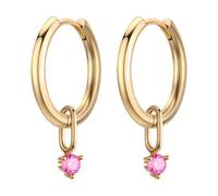 Chereda Pendientes de aro pequeños de oro para mujer, chapados en oro, con circonita cúbica, hipoalergénicos, para cartílago para hombre, talla única, Cobre, circonita, Sin piedra preciosa