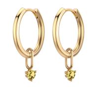 Chereda Pendientes de aro pequeños de oro para mujer, chapados en oro, con circonita cúbica, hipoalergénicos, para cartílago para hombre, talla única, Cobre, circonita, Sin piedra preciosa