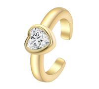 Chereda Pendientes de corazón para mujer, sin perforación, aretes de aro ajustables para cartílago, hélice, hipoalergénicos, falsos, talla única, Acero inoxidable, Sin piedra preciosa