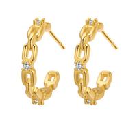 Chereda Pendientes de oro para mujer, aros de oro, pavimentados con pequeñas circonitas cúbicas, hipoalergénicos, joyería delicada para dormir, regalo de Navidad, aniversario, cumpleaños, talla única