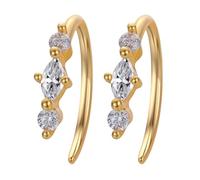 Chereda Pendientes de rosca de oro para mujer, chapados en oro, hipoalergénicos, con circonita cúbica, aretes colgantes, joyería minimalista para ella, talla única, Cobre, circonita, Sin piedra