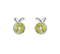Chereda Pendientes de tuerca de plata de ley 925 con diseño de frutas verdes y naranjas para mujer y niña, regalo de cumpleaños, plata sin piedra preciosa, Plata, Sin gema