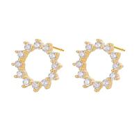 Chereda Pendientes de tuerca pequeños y delicados con circonita de cobre para mujer, color dorado, minimalista, coreano, fiesta, verano, accesorio de joyería de moda