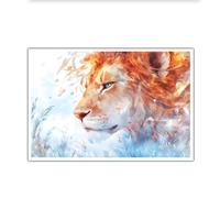 CHERHERART Arte de pared de lienzo onírico retrato de león en acuarela cuadro de lienzo Grabados modernos de fauna africana decoración de pósters para salón de oficina 70x110cm sin marco