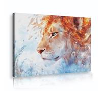CHERHERART Arte de pared de lienzo onírico retrato de león en acuarela cuadro de lienzo Grabados modernos de fauna africana decoración para el salón de oficina 50x75cm Marco interior