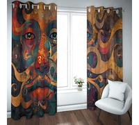 CHERHERART Arte Facial Abstracto Cortinas Opacas Estilo psicodélico de tribus Retratos Cortinas de Ventana Ojales 2 Paneles para Estudio salón 2xB132xH175