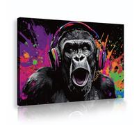 CHERHERART Arte mural de Gorilla Lienzo Póster de lienzo pop Art colorido Salpicadura Estilo urbano Imagen moderna de animal para salón 70x100cm Cuadro interior