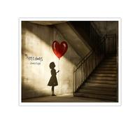 CHERHERART Arte mural de lienzo globo de corazón rojo siempre hay esperanza Cita Inspirador estampado en lienzo luz del sol cálido y cuadrado decoración mural para oficina 45x60cm sin marco