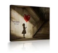 CHERHERART Arte mural de lienzo globo de corazón rojo siempre hay esperanza cita inspiradora con estampado de lienzo y cálido con sol decoración mural para oficina 50x70cm interior
