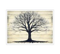 CHERHERART Arte mural de lienzo grabados del árbol de la vida silueta rústica de árbol lienzo pintura de cartas decoración para salón dormitorio cocina 80x100cm sin marco