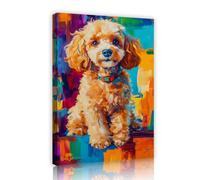 CHERHERART Cartel de arte mural en lienzo retratos de perros pintura para dormitorio salón cuadros de colores arcoíris con un cuadro de lienzo caprichoso 70x110cm