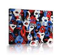 CHERHERART Cartel moderno de dibujo abstracto en lienzo rostros geométricos coloridos pintura en lienzo para salón dormitorio decoración de oficina 30x40cm