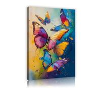 CHERHERART Colorido cuadro de mariposa con pintura mural de animales pintados en lienzo de primavera póster moderno bohemio de arcoíris para salón dormitorio hogar estructura interior de 55x85cm