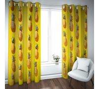 CHERHERART Cortinas Opacas con Estampado de piña Patrón de Frutas Amarillas para Cocina Moderna Sala de Juegos Comedor Cortinas de Ventana Tapeadas de Ojales Parte Superior 2 Paneles 2xB140xH245